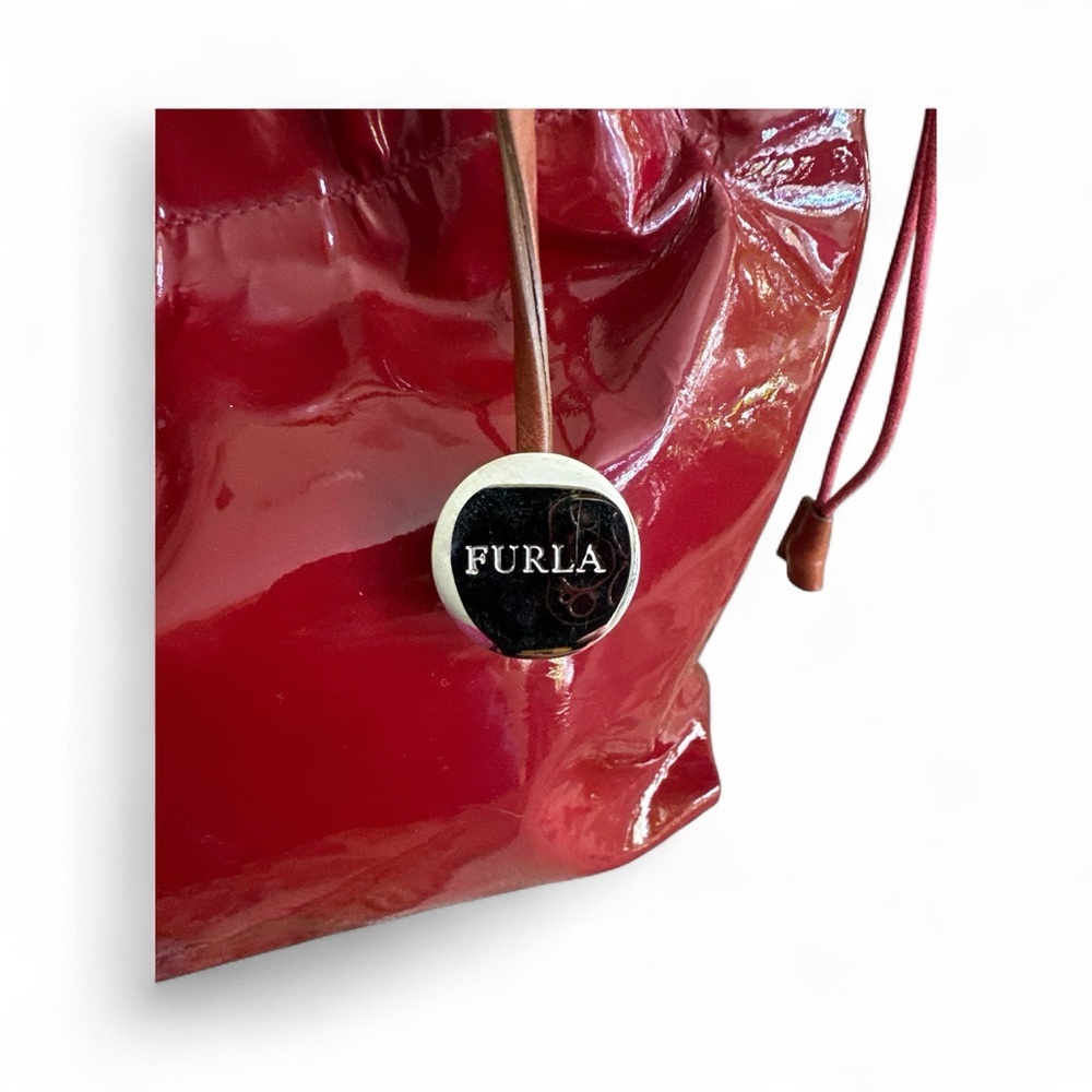FURLA Red Patent Leather Tote Bag Italian Luxury Shoulder Bag ✨ - Picture 5 of 10